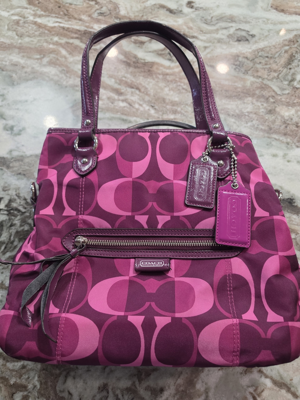 Coach Pink & Magenta Signature Tote Shoulder Bag